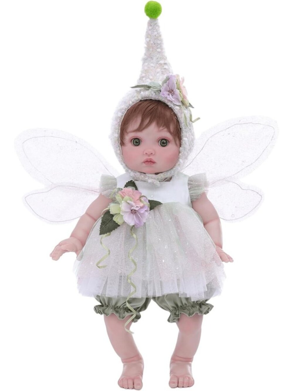 Lifelike 18" Reborn Baby Doll with Accessories - Realistic Green Fairy Newborn